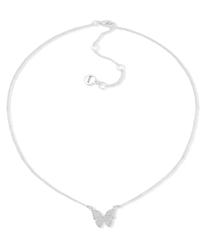 Pave Crystal Butterfly Pendant - Silver and Crystal