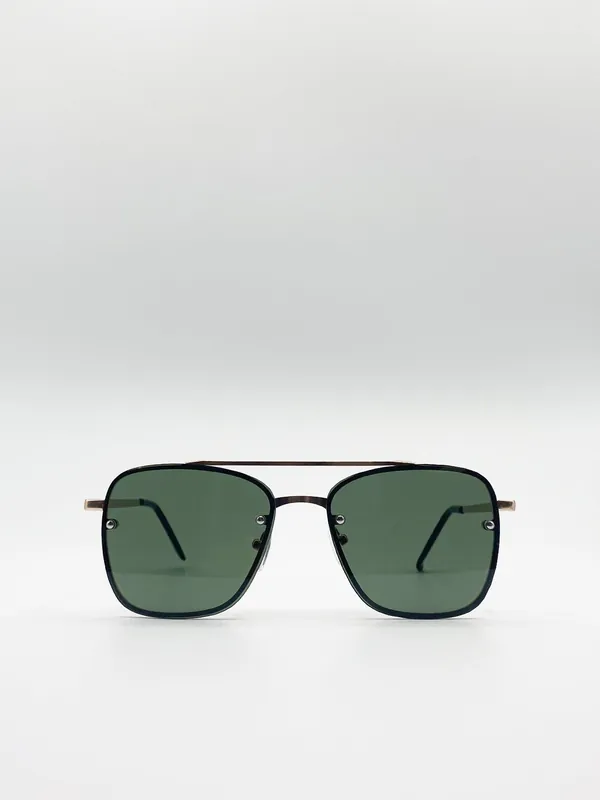 Silver Aviator Sunglasses with Metal Frames - SVNX