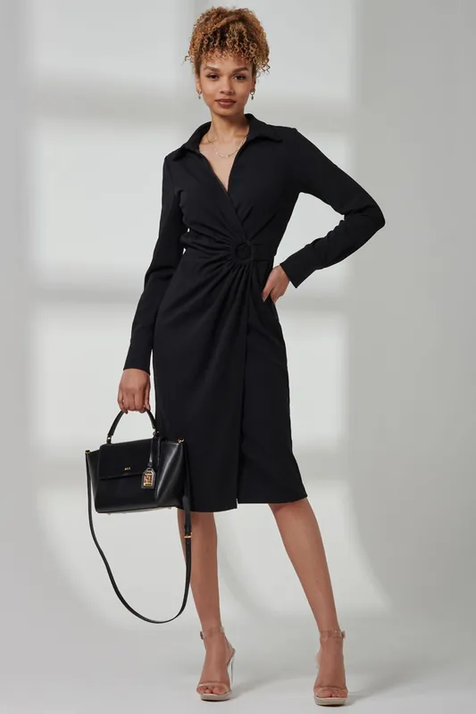 Reveka Wrap Ruched Shirt Dress - Jolie Moi