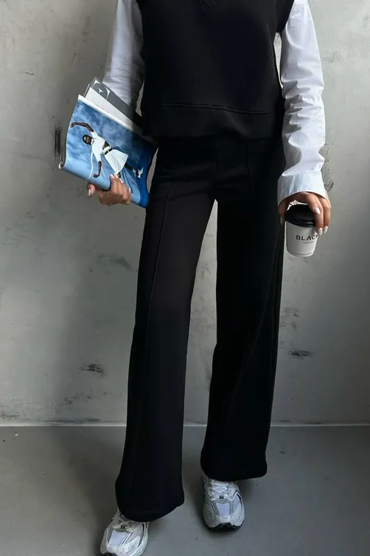 High Waist Ribbed Sweatpant Trousers - Hiccup