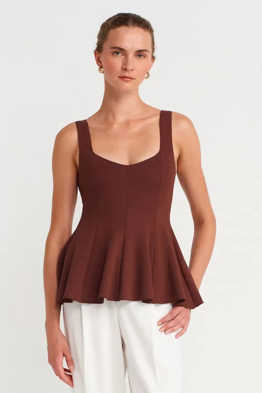Sleeveless Ribbed Peplum Blouse - Dilvin