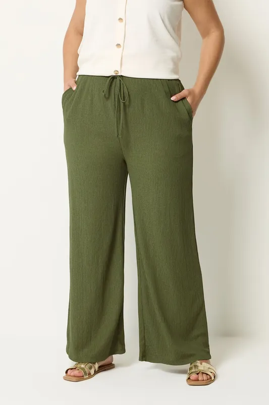 Textured Wide Leg Trousers - Yours