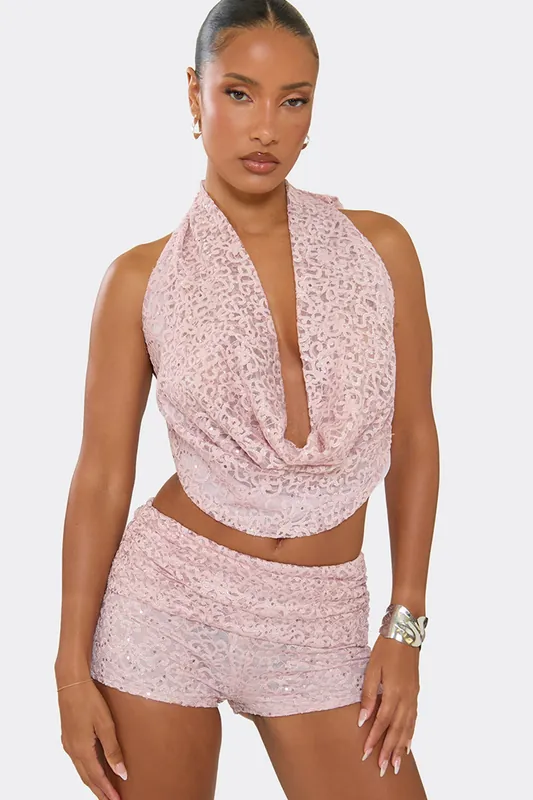 Sleeveless Halter Neck Open Back Top - EGO