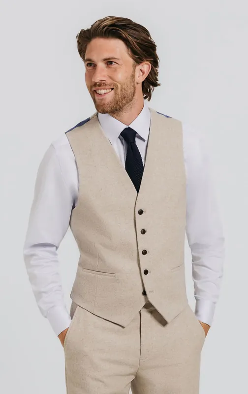 Stone Twill Tweed Waistcoat - Dobell
