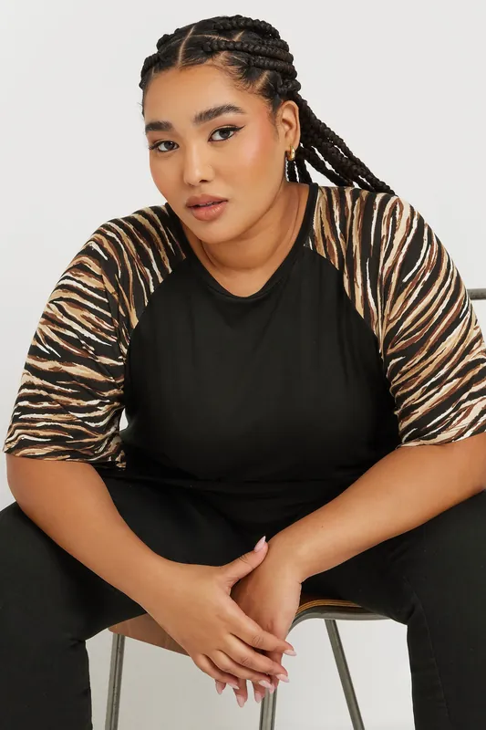 Zebra Print Raglan Sleeve Top - Yours