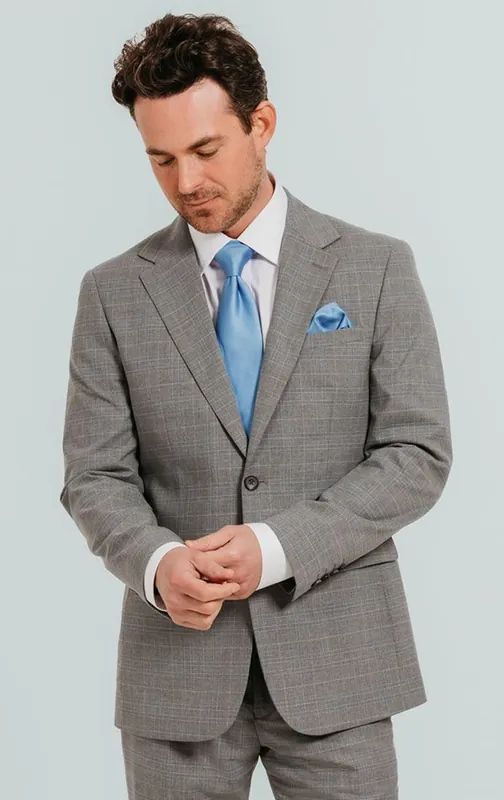 Light Grey Check Suit Jacket - Dobell