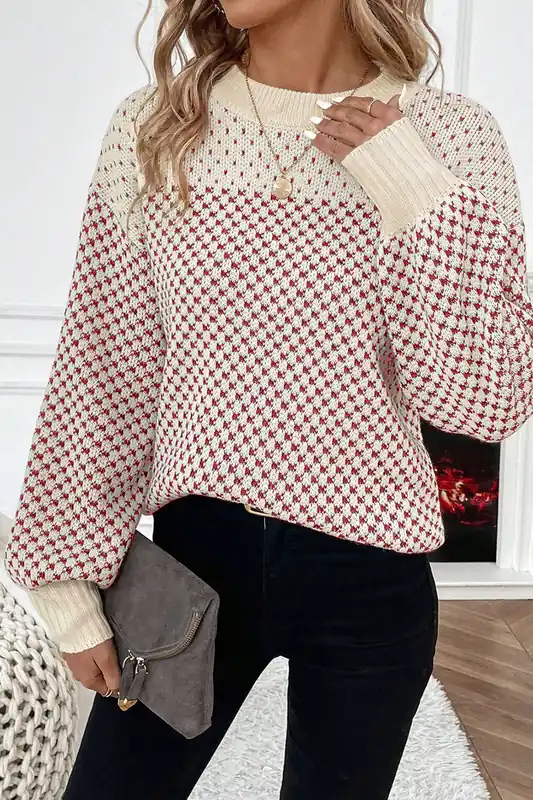 Pattern Knit Long Sleeve Sweater - Everyday The Label