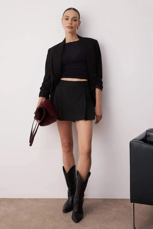 Pleated Woven Mini Skort - WOVCOR