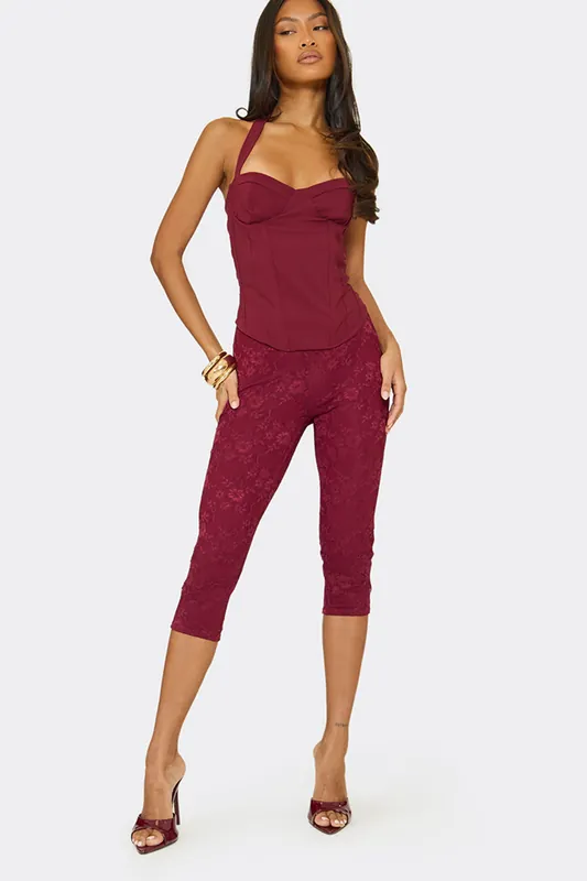 Lace Mid Rise Capri Trousers - EGO