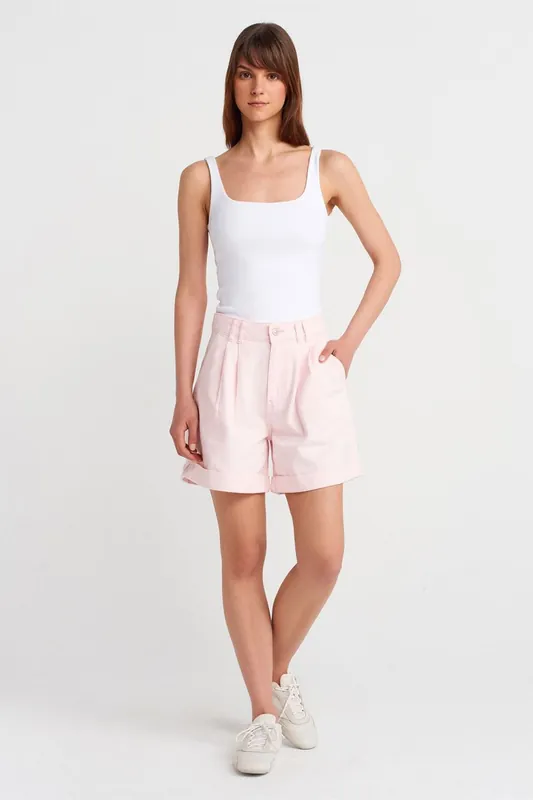 High-Waist Cotton Denim Shorts