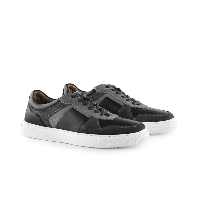 Trentham Premium Leather Casual Lace Up Mens Trainers - Silver Street London