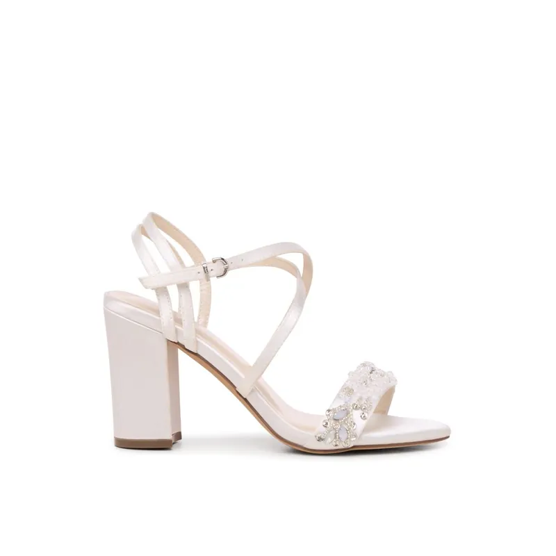 Atelier' Block Heel Cross Strap Wedding Sandals - Paradox London
