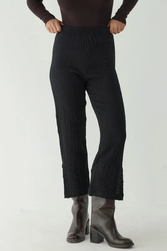 Premium High Waist Textured Straight Leg Pants - Hiccup