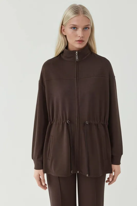 Modal Touch Long Jacket with Adjustable Waist - Hiccup