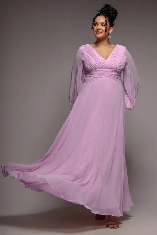 Balloon Sleeve Chiffon Maxi Dress - Goddiva