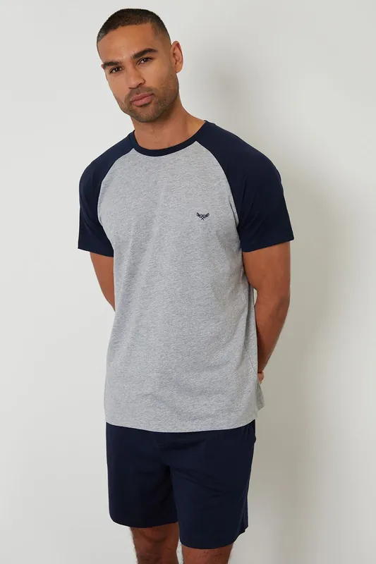 Raglan Short Sleeve Top & Shorts Lounge Set - Threadbare