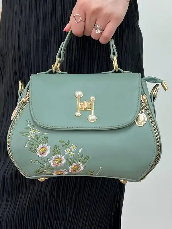Embroidered Crossbody Bag with Zip Charms - SVNX