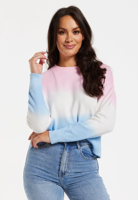 Ombre Pattern Jumper In Pink & Blue - Liquorish