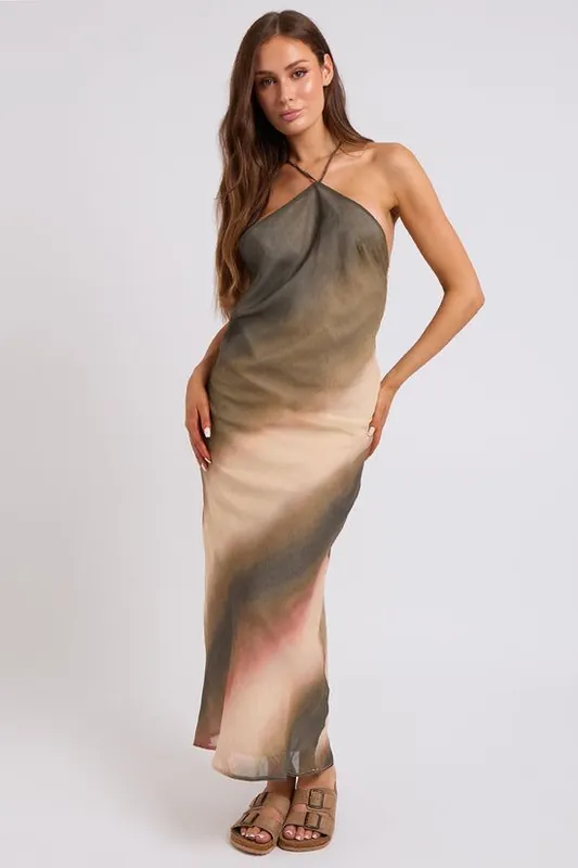 Ombre Beaded-Back Maxi Dress