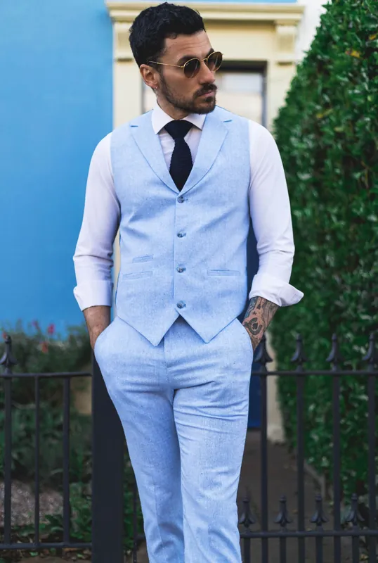 Men's Summer 2 Piece Suit Linen Formal Light Waistcoat Trousers - Infinity Leather