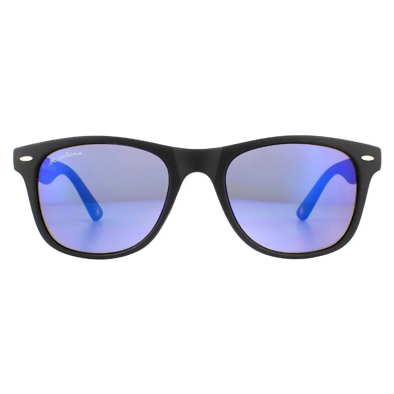 Rectangle Matte Black Rubbertouch Blue Sunglasses - montana