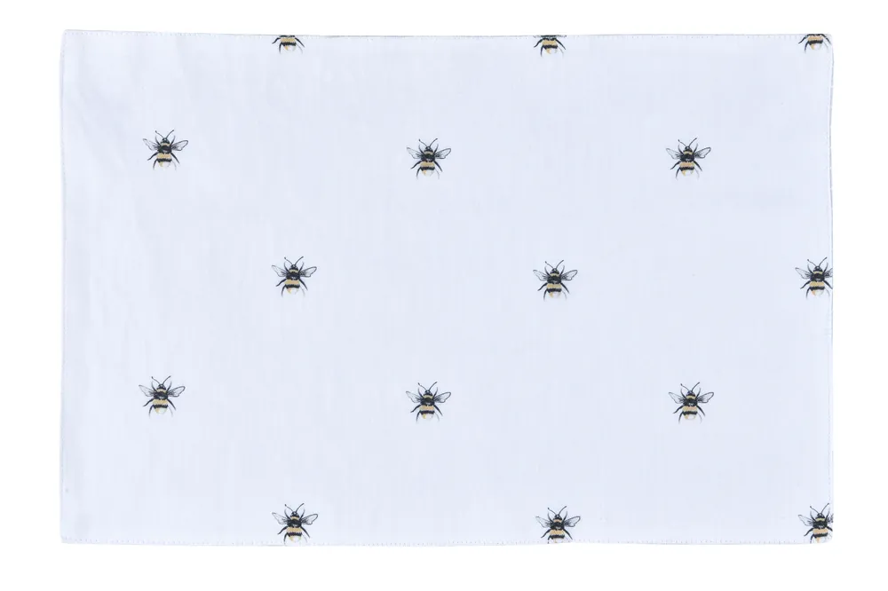 Stylish and Durable Bumble Bee Printed Cotton Placemats - Set of 4