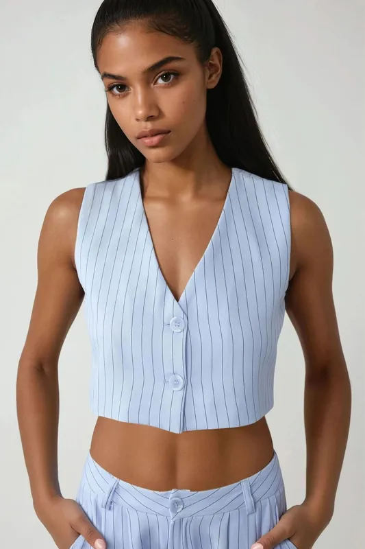Pika Collection Fitted Striped Crop Vest - Hiccup