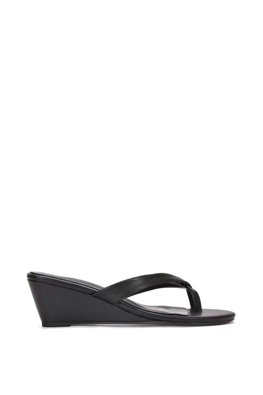 Rosa' Mid Wedge Heel Sandal Mules With Toe Post - XY London