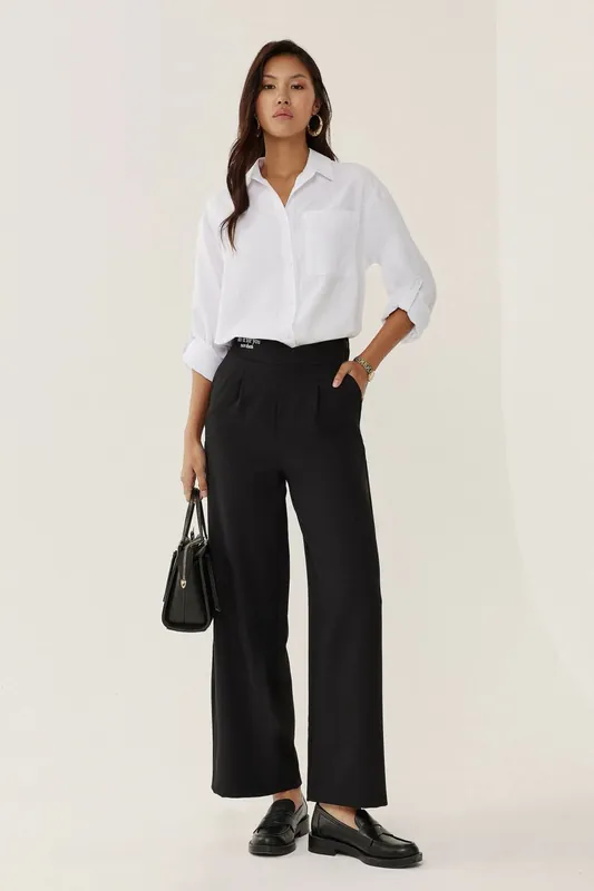 Waist Detailed Straight Leg Pants - Hiccup