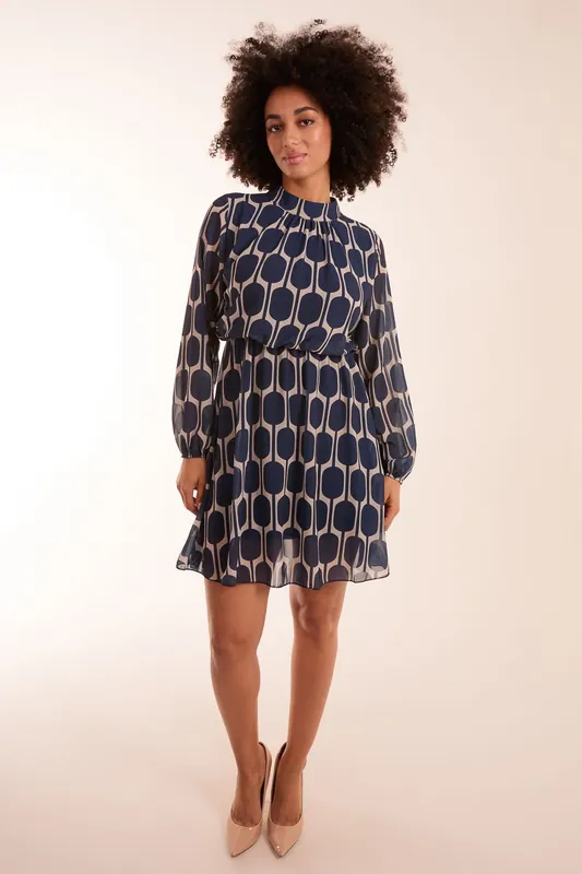 Geometric Print Dress - Blue Vanilla