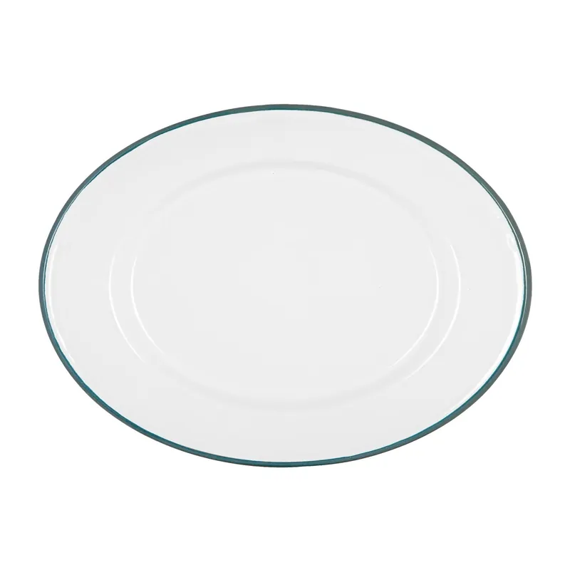 White Enamel Serving Platter - 30.5cm x 22.5cm