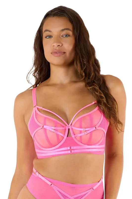 Eddie Neon Pink Crossover 'Balconette Bra' - Playful Promises