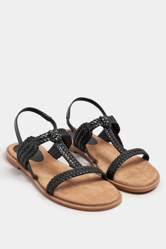 Leather Plaited Strap Sandals - Long Tall Sally