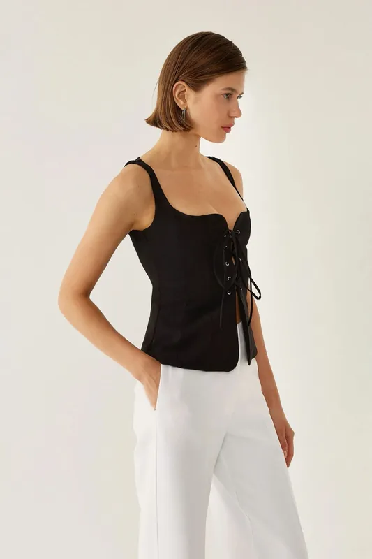 Tie Up Detailed Waistcoat - Hiccup