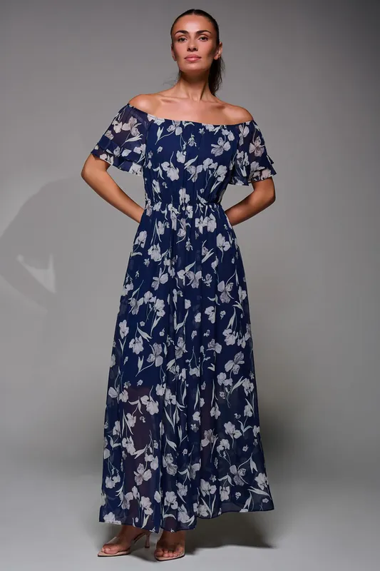 Off Shoulder Chiffon Maxi Dress - Jolie Moi