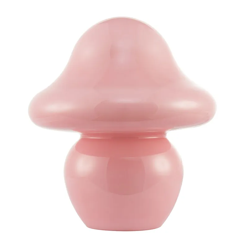 Soft Blush Pink Mushroom Table Lamp with Curvy Head and Round Base - Happy Homewares