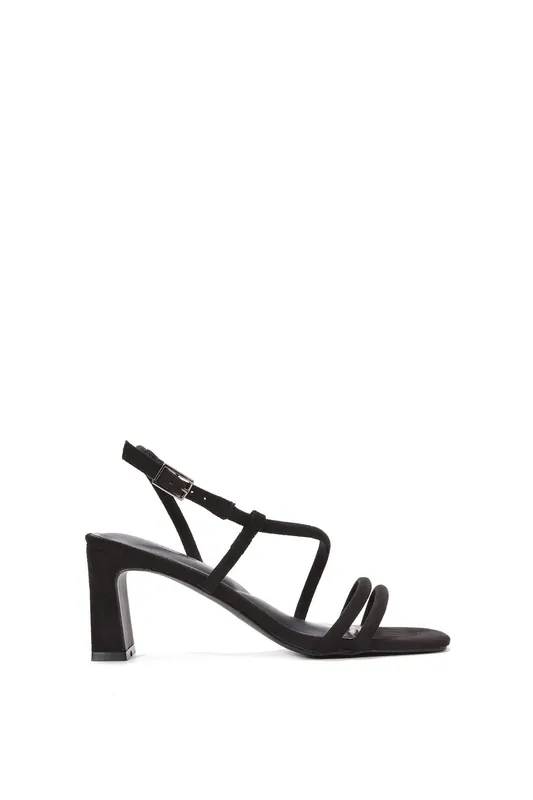 Marceline' Strappy Slingback Mid Block Heel Sandals With Square Toe - XY London