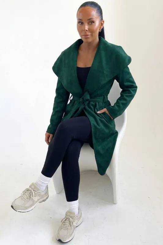 Waterfall Duster Belted Long Coat - Femme Luxe