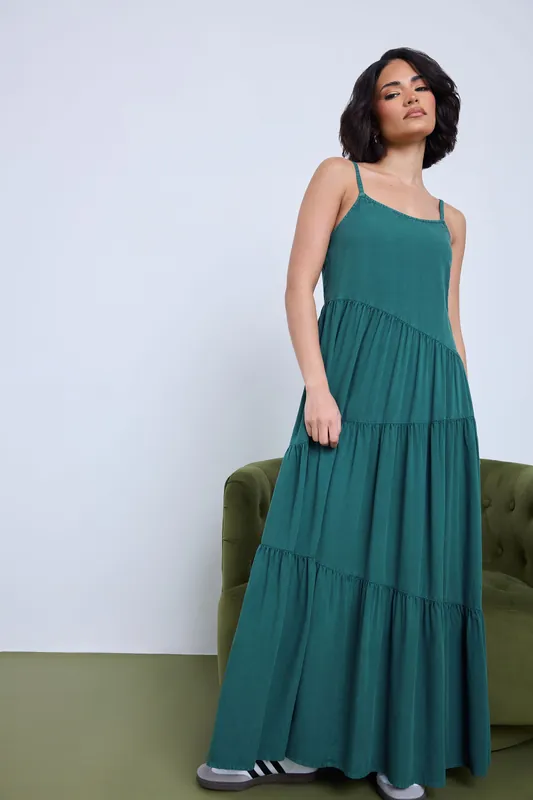 Petite Acid Wash Asymmetric Dress - PixieGirl