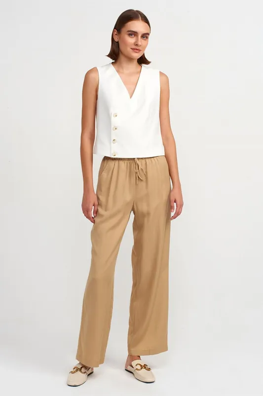 Women's Wide-leg Tencel Trousers With Drawstring Waist