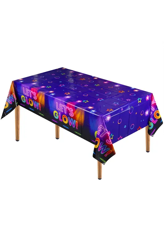 Let's Glow Neon Theme PVC Table Cloth - 130cm x 220cm