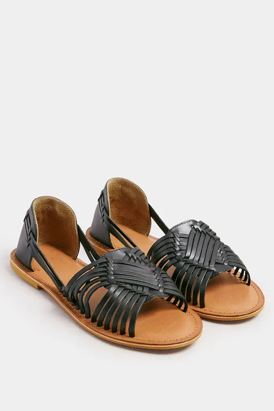Leather Woven Flat Sandals - Yours