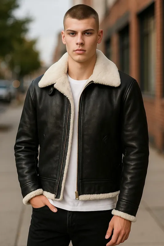 B3 Aviator Real Sheepskin Leather Flying Jacket-Hobart