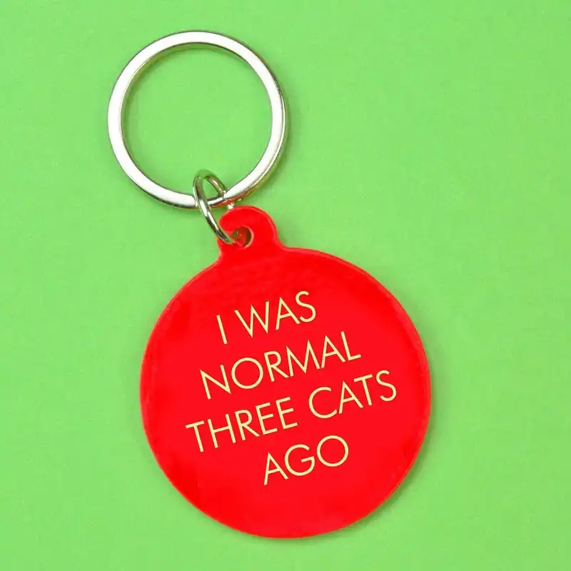 I Was Normal Three Cats Ago Keyring - Flamingo Candles