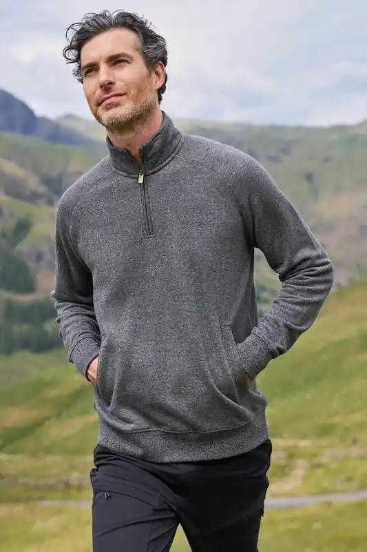Bamburgh' Half Zip Breathable Lightweight Cotton Blend Funnel Top - Mountain Warehouse
