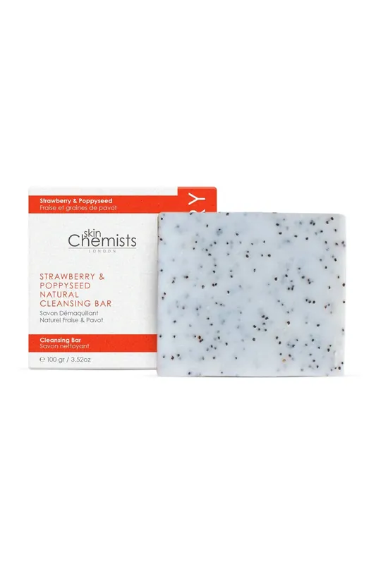 Strawberry & Anti-Ageing Poppy Seed Cleansing Bar 100g for Cell Regeneration and Skin Texture