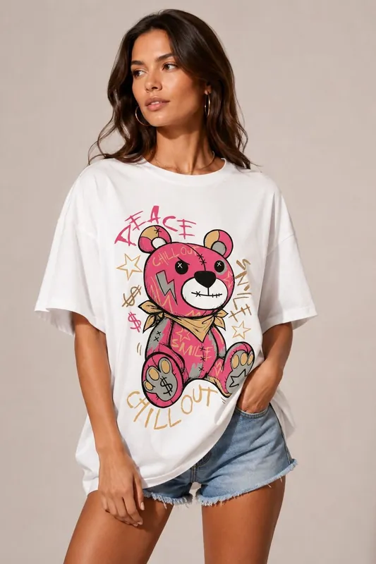 Graphic Teddy Bear - Oversized - T-Shirt