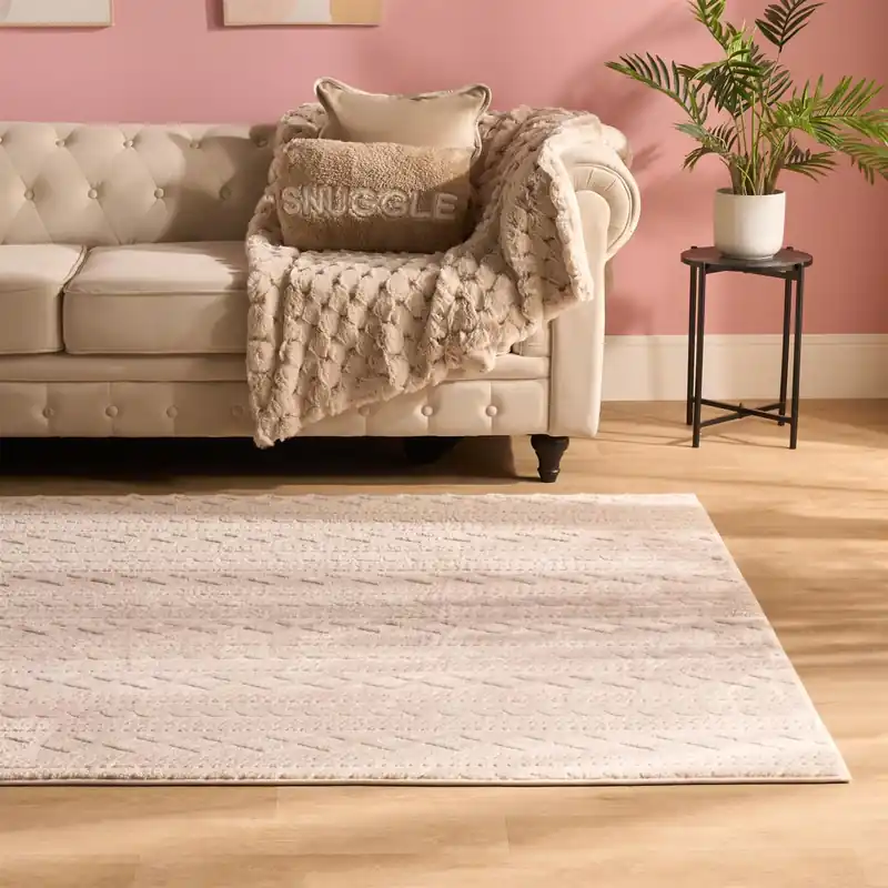 Cable Knit Rug Non Slip Jacquard Floor Carpet Hallway Runner - OHS