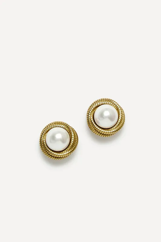 Afterglow Pearl Twist Stud Earrings - Linzi