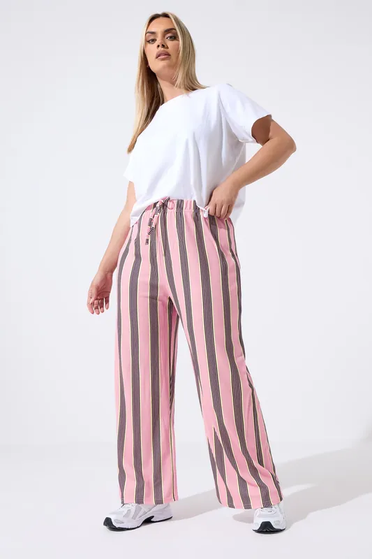Striped Wide Leg Trousers - Yours